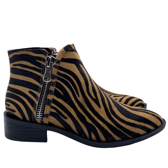 Steven by Steve Madden Bootie Hickory Tiger Black Brown Leather Zip Size 6 - Picture 2 of 9